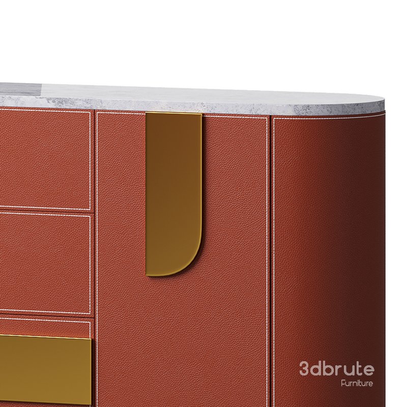 Modern Metal Sideboard Credenza with Three Drawers Narrow Size Image 7