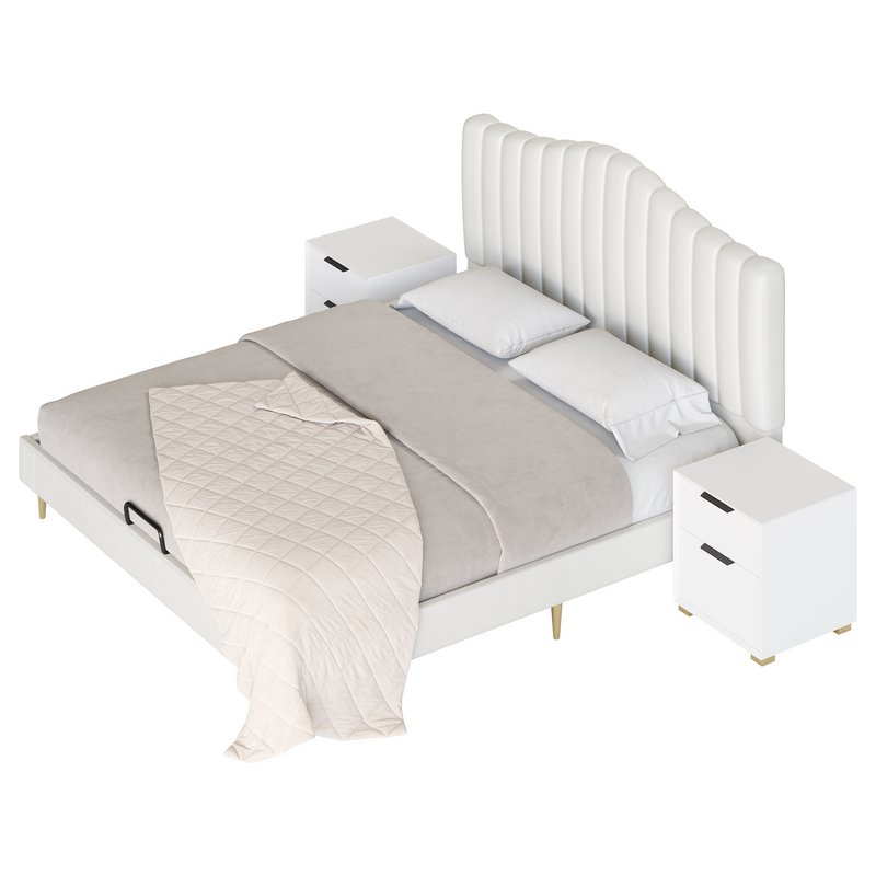 Soild Wood Bed with Camelback Panel Headboard Image 8