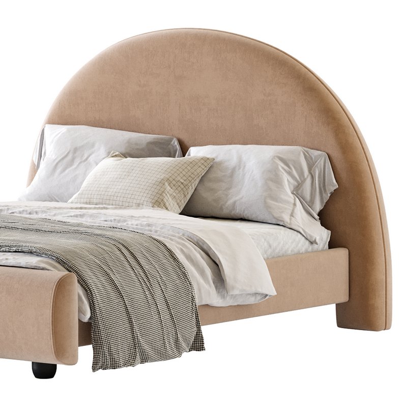 Desirae Flannelette Round Shaped Headboard Bed Frame King Image 8
