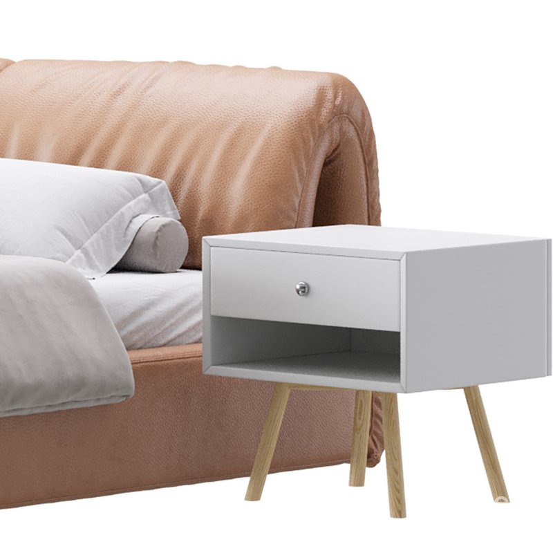 Brown Genuine Leather Upholstered Headboard Queen Size Modern Bed Image 3