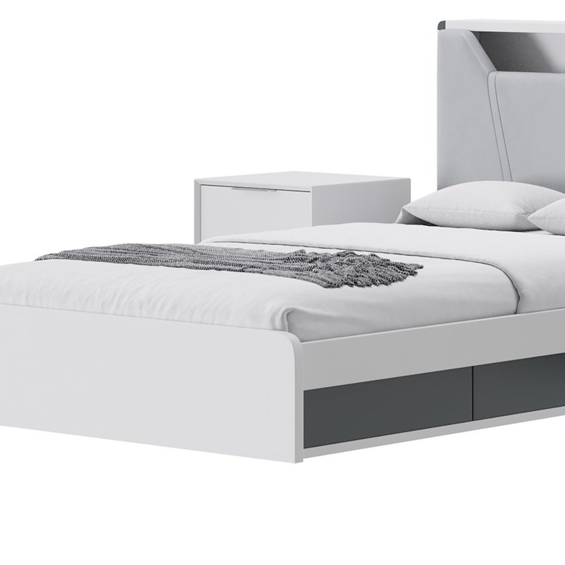 Gray Faux Leather Upholstered Bed Image 8