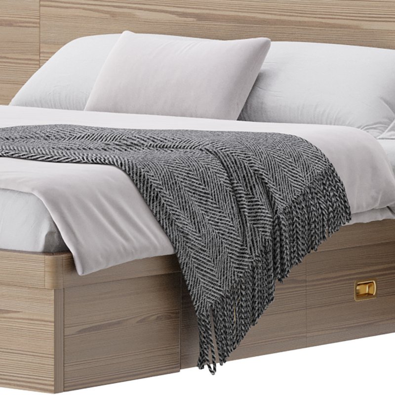 Brown Wooden Panel Bed Image 2