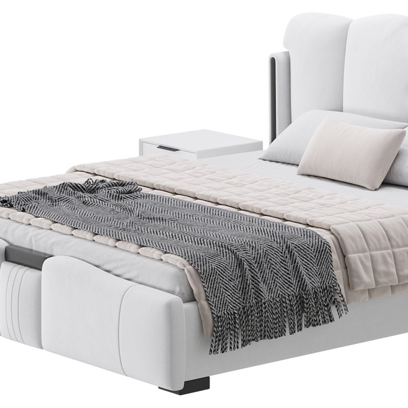 Modern Wingback Upholstered Headboard Bed Image 10