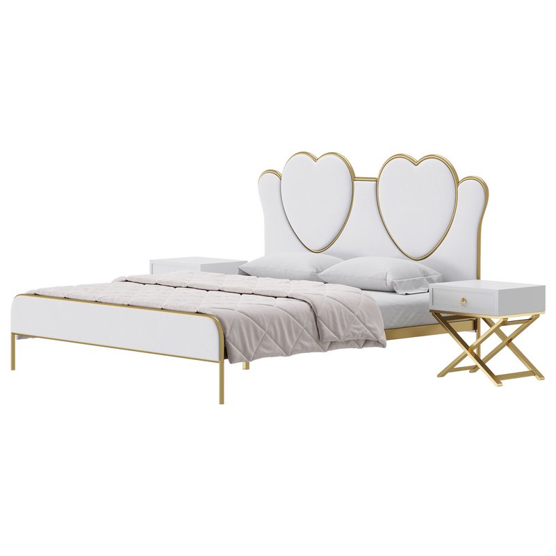 Glam Upholstered Headboard Bed Image 9