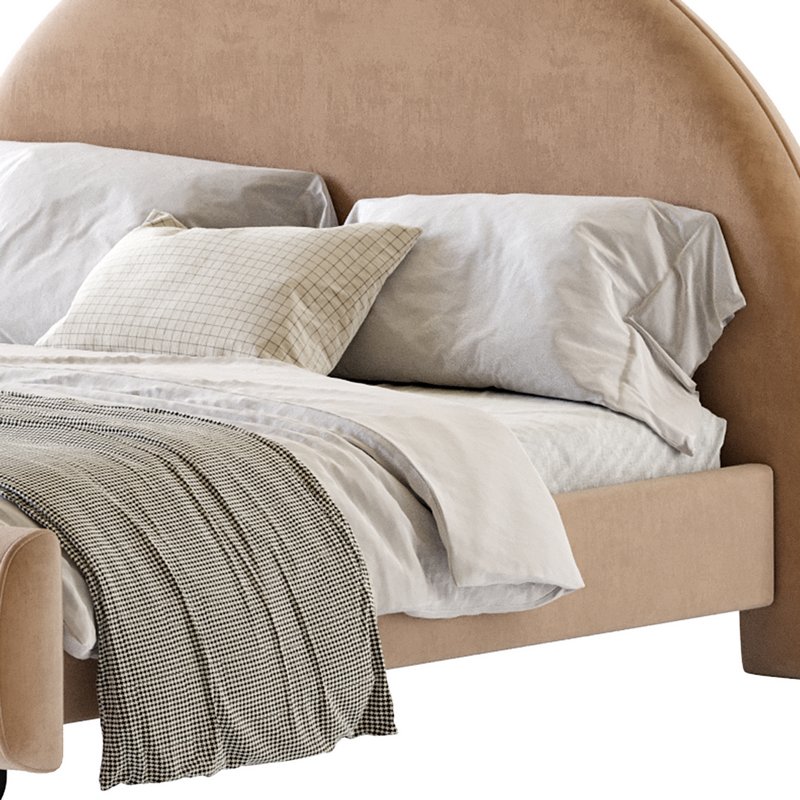 Desirae Flannelette Round Shaped Headboard Bed Frame King Image 9