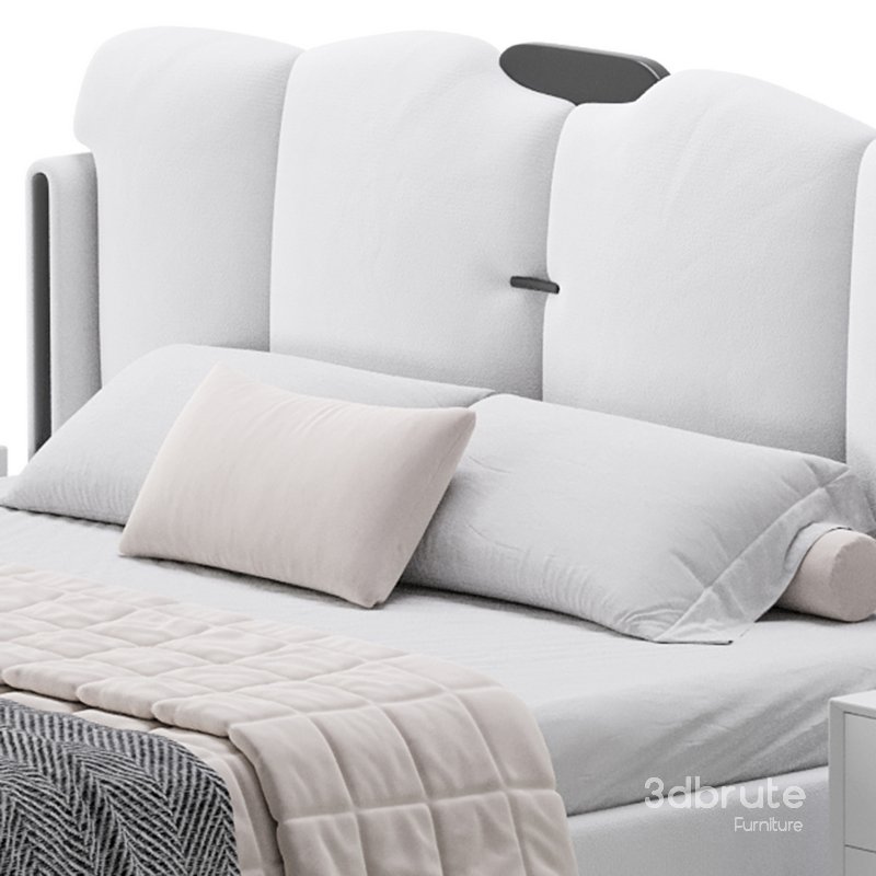 Modern Wingback Upholstered Headboard Bed Image 8