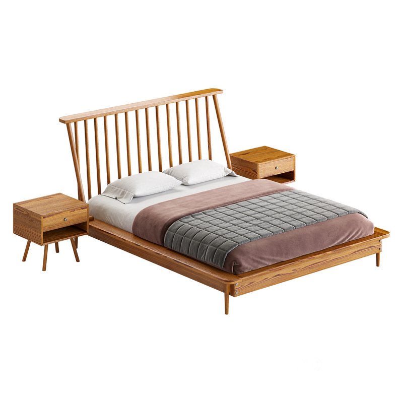 Walker Edison Modern Boho Queen Size Solid Wood Platform bed Image 9