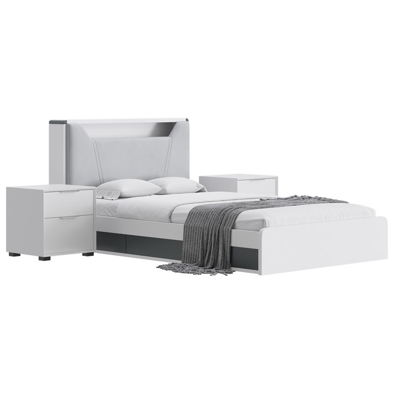 Gray Faux Leather Upholstered Bed Image 9