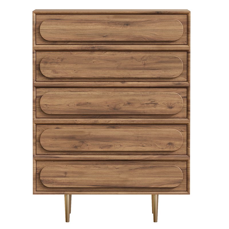 Olga 5 drawer chest of drawers in acacia wood Tikamoon Image 1