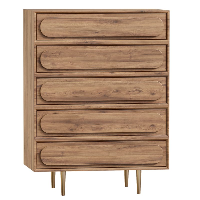 Olga 5 drawer chest of drawers in acacia wood Tikamoon Image 2