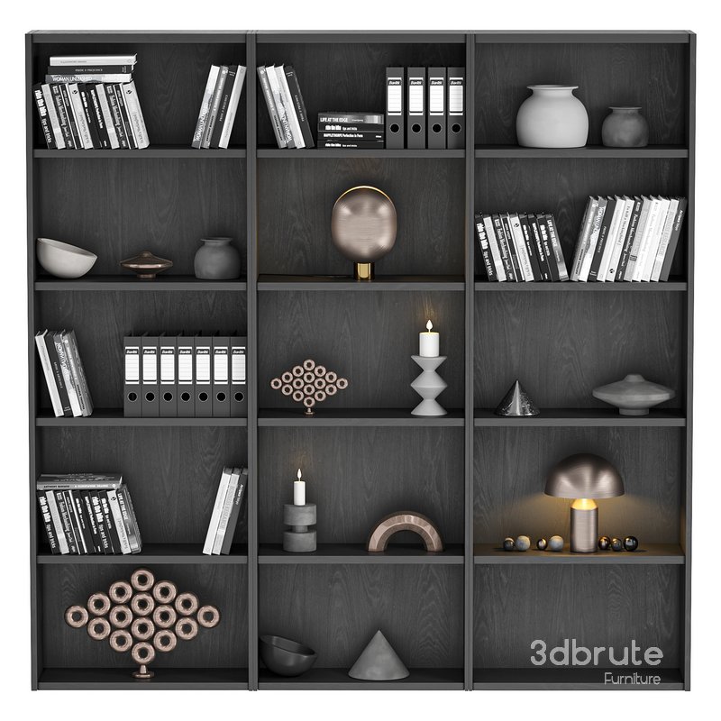Bookcase and minimal wood with decor 01 Image 3