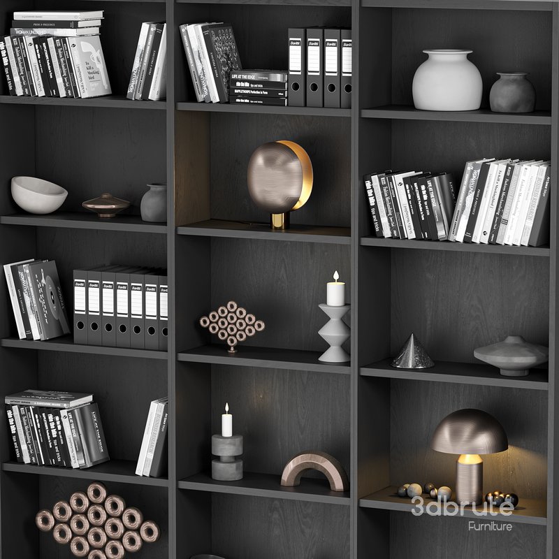 Bookcase and minimal wood with decor 01 Image 4