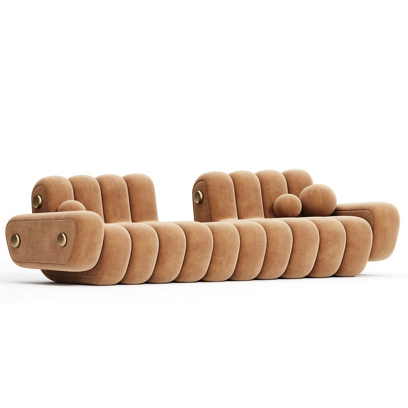 21st Century Dakota Sofa Armrest Aged Brushed Brass Nobuck Image 3