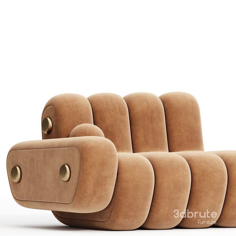 21st Century Dakota Sofa Armrest Aged Brushed Brass Nobuck Image 4