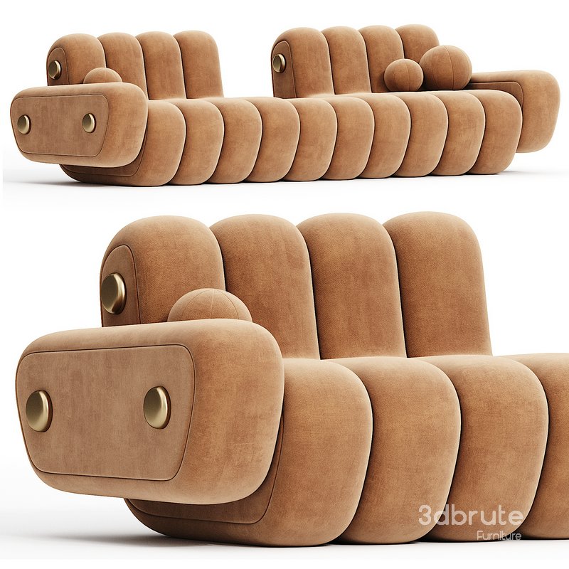 21st Century Dakota Sofa Armrest Aged Brushed Brass Nobuck Image 1