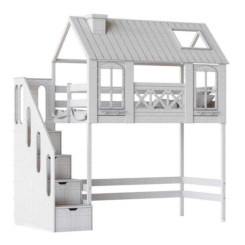 Childrens bed loft house Asnen – with ladder chest of drawers Image 3