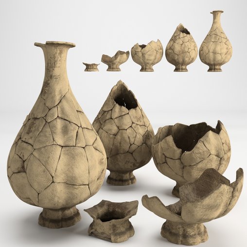 Decorative broken historical pottery