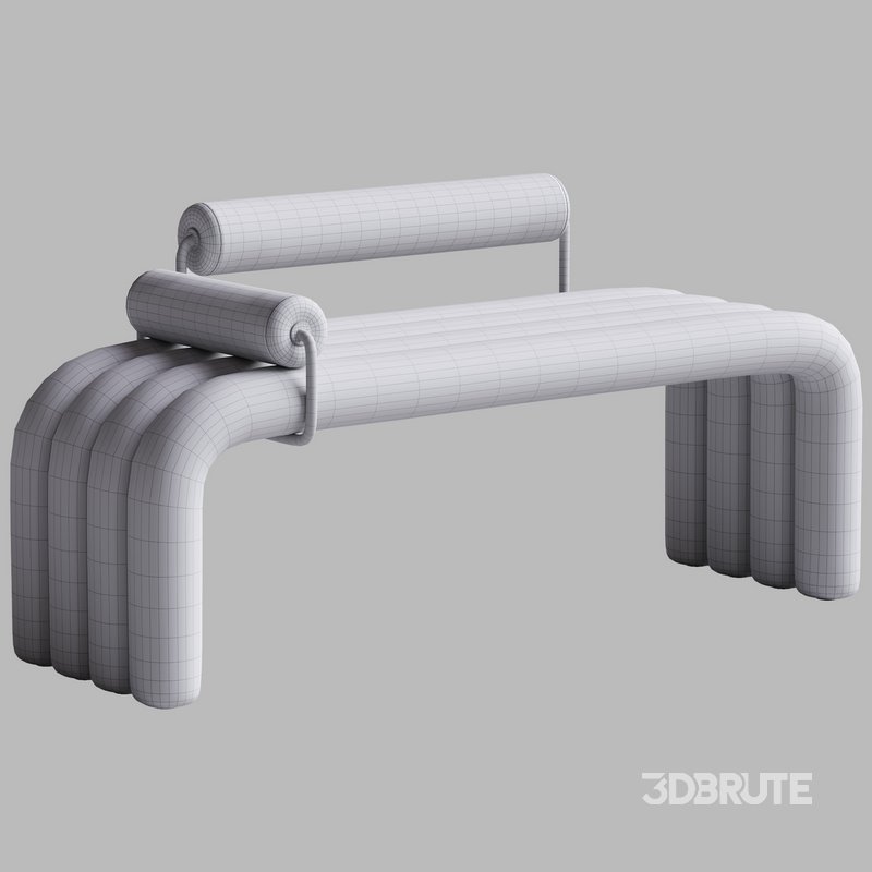 Modern Brown Line Tufted Bench Velvet Image 4