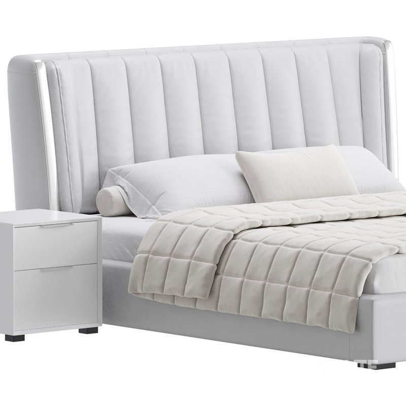Beige Upholstered Wingback Modern bed I Image 10