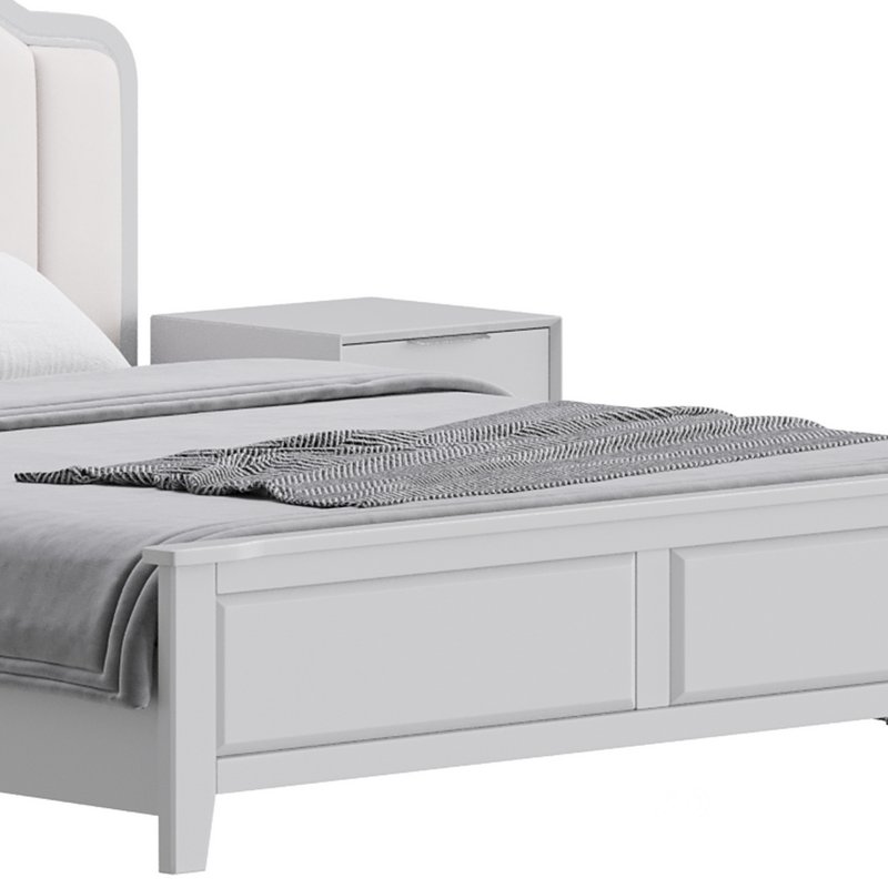 Blue Wood Upholstered Headboard Bed Image 10