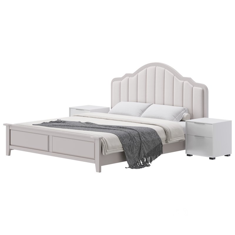 Blue Wood Upholstered Headboard Bed Image 11