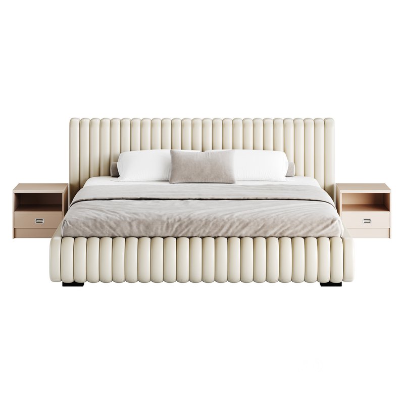 Contemporary Fabric Solid Color Standard Bed I Image 11