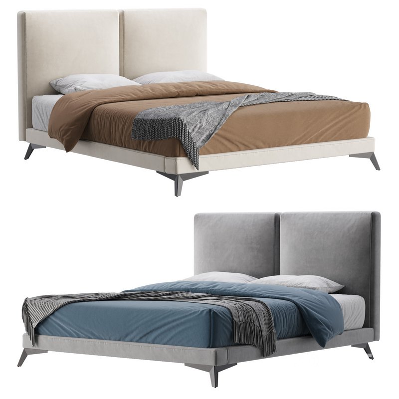 Clara White Suede Fabric Modern Bed Image 1