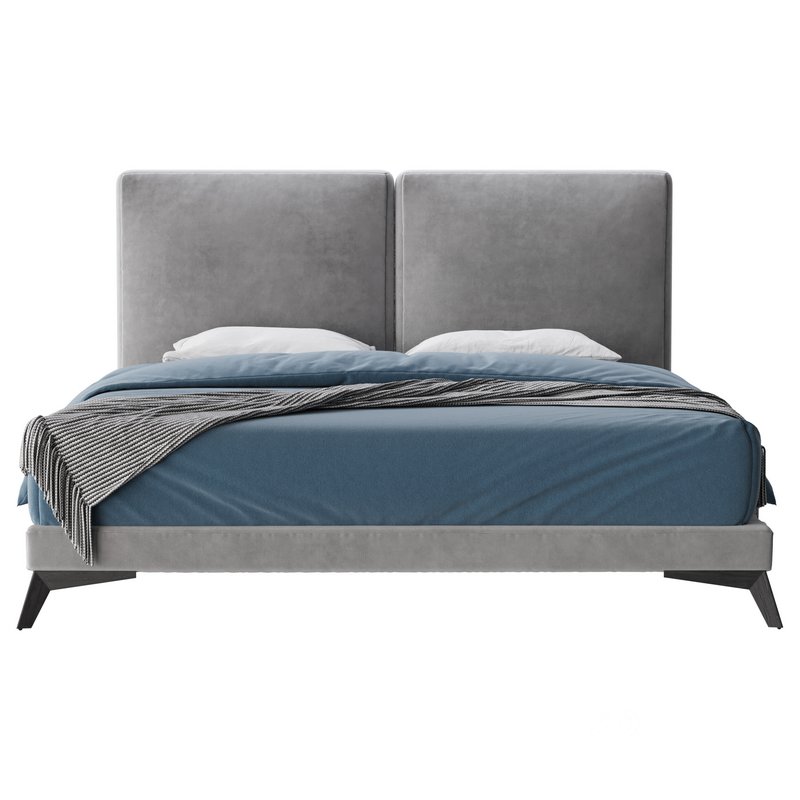 Clara White Suede Fabric Modern Bed Image 12