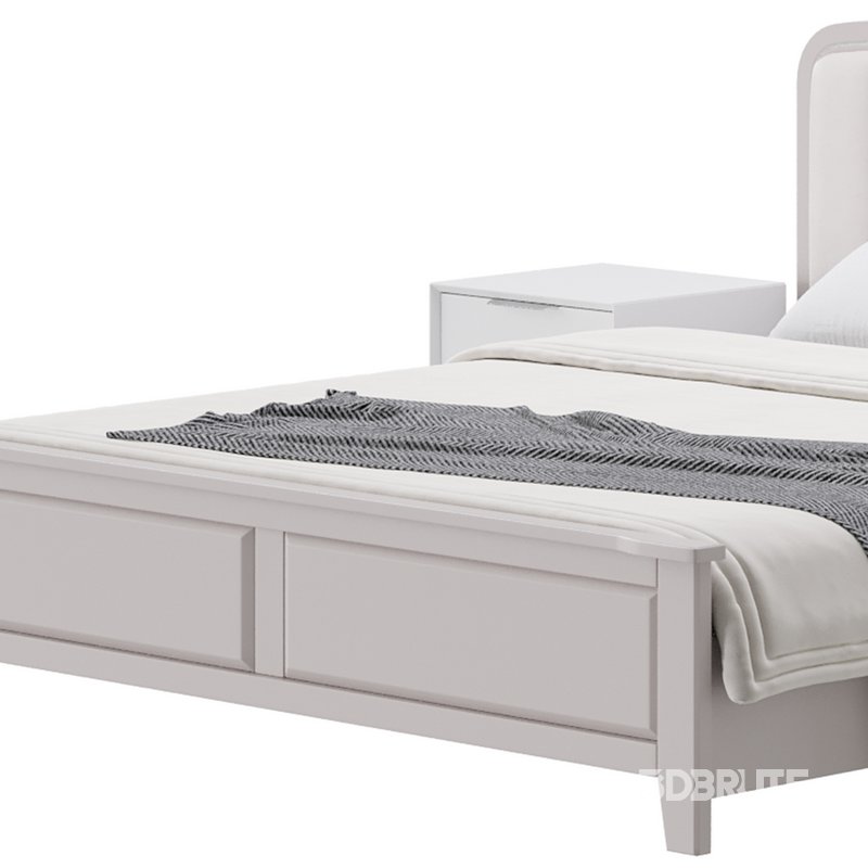 Blue Wood Upholstered Headboard Bed Image 13