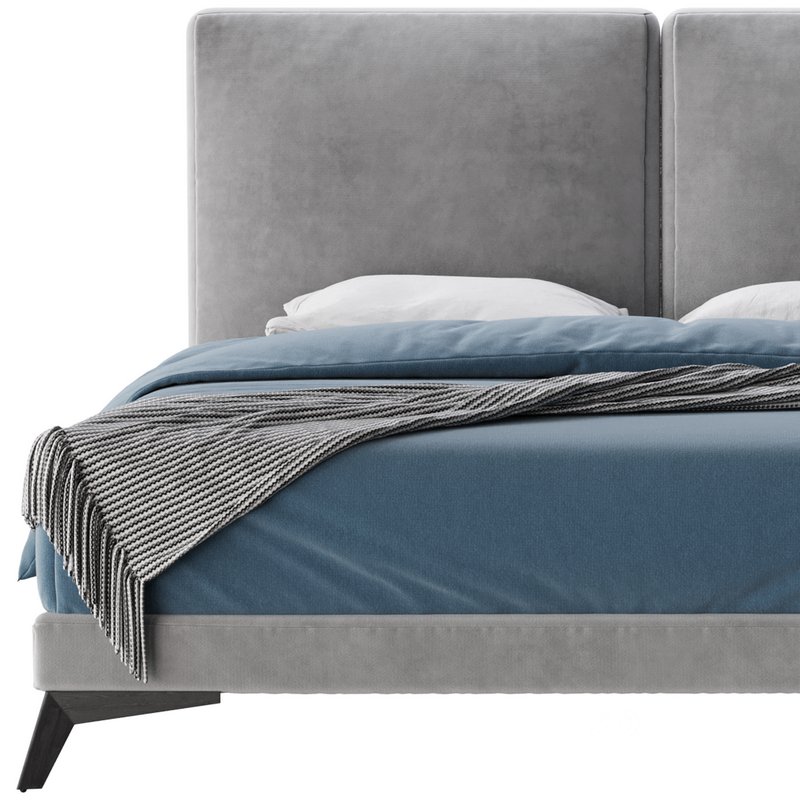 Clara White Suede Fabric Modern Bed Image 15