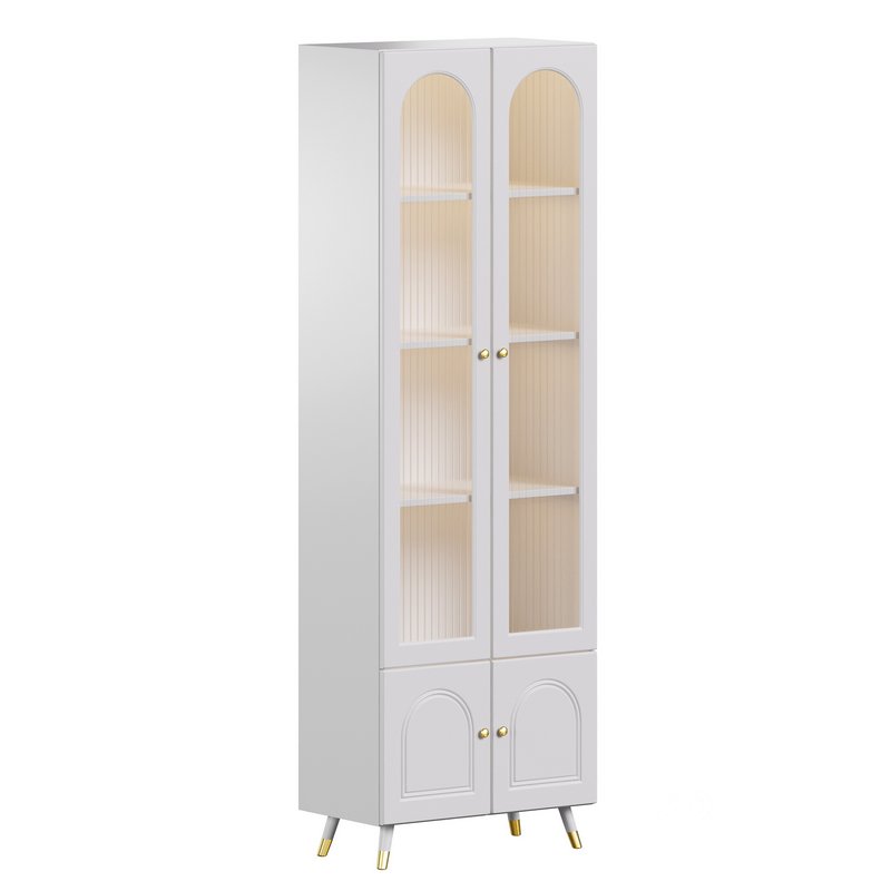 Cabinet Included White Closed Back Wooden Standard Bookcase 3 Image 1