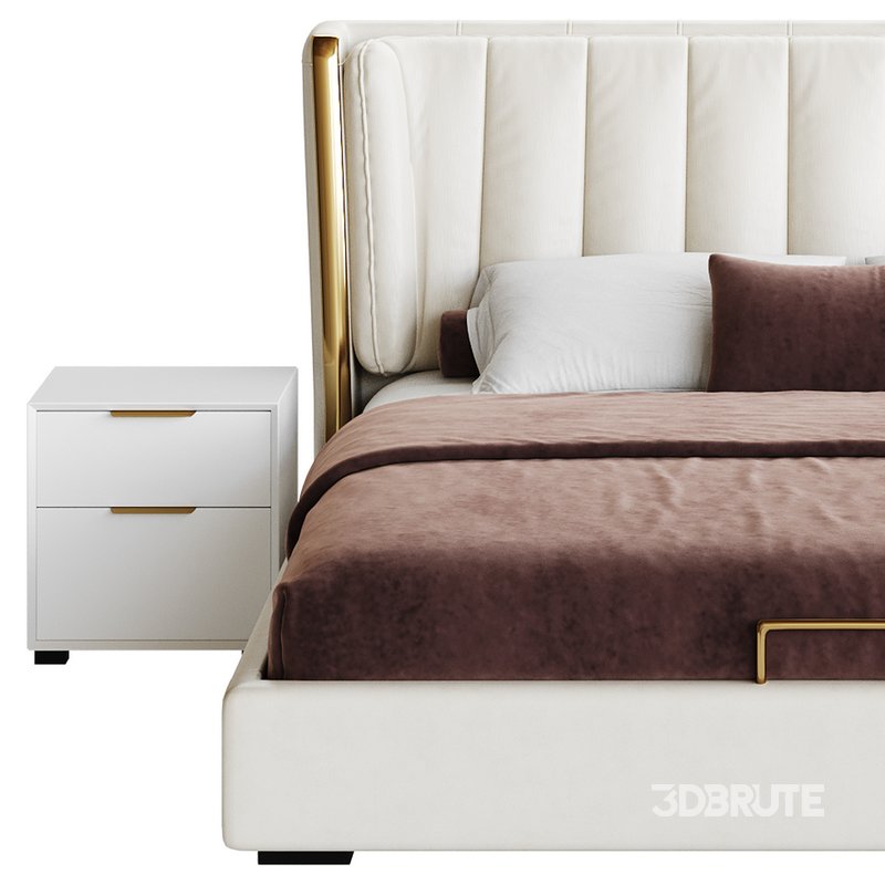 Beige Upholstered Wingback Modern bed I Image 13