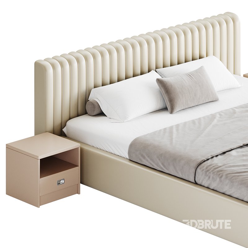 Contemporary Fabric Solid Color Standard Bed I Image 14