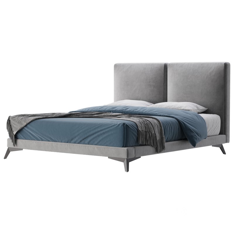 Clara White Suede Fabric Modern Bed Image 13