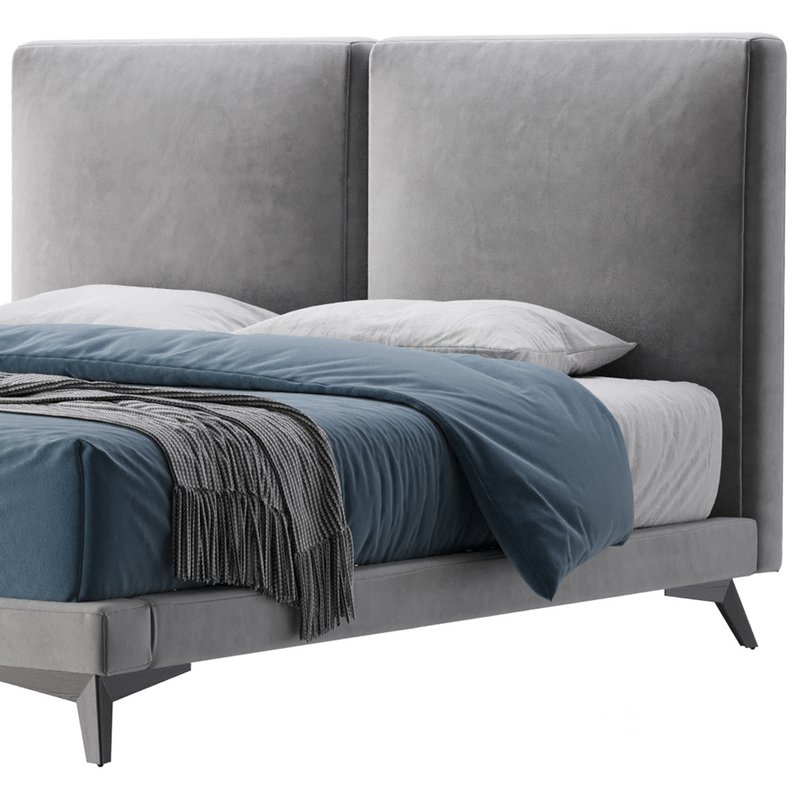 Clara White Suede Fabric Modern Bed Image 14