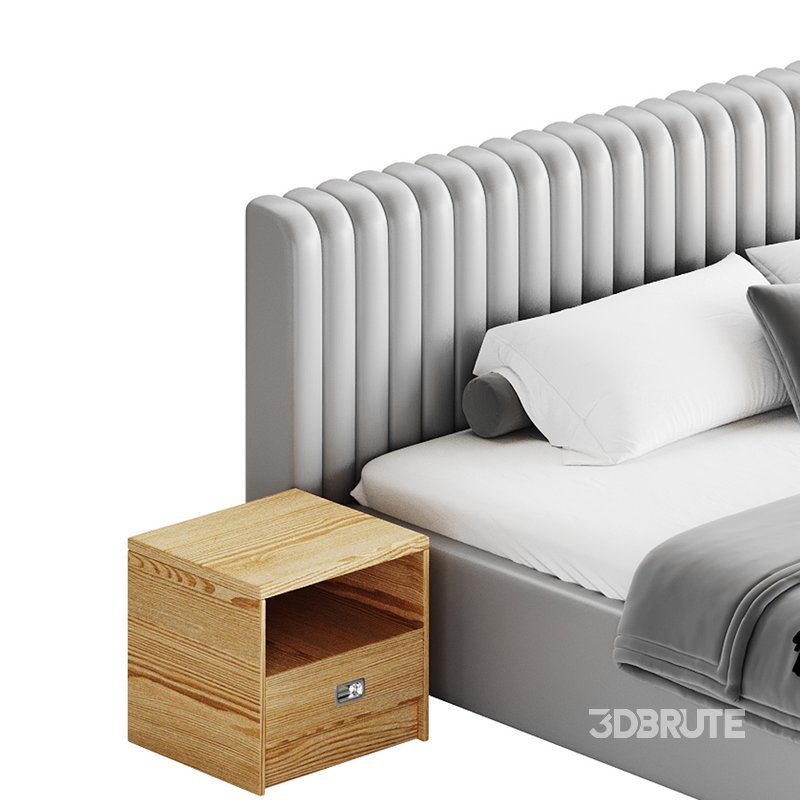 Contemporary Fabric Solid Color Standard Bed I Image 15