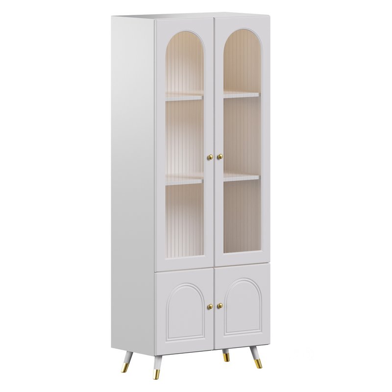Cabinet Included White Closed Back Wooden Standard Bookcase 2 Image 1