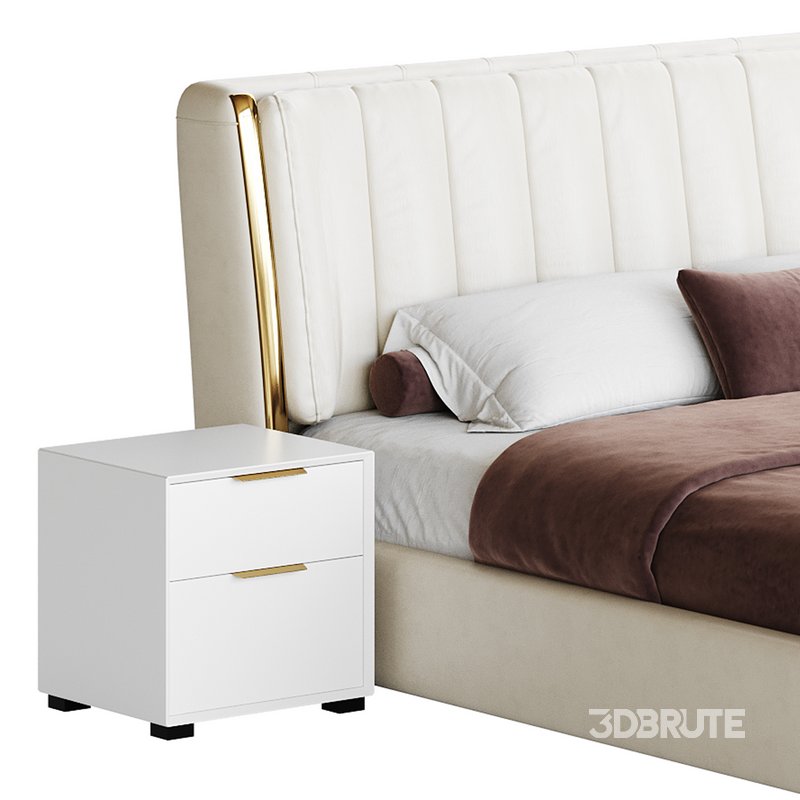 Beige Upholstered Wingback Modern bed I Image 15