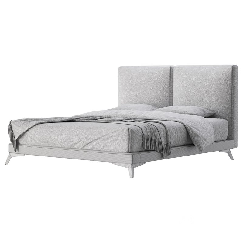 Clara White Suede Fabric Modern Bed Image 16