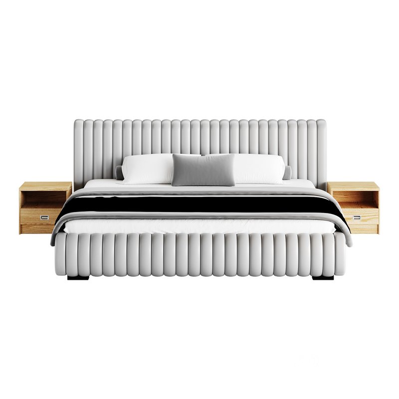 Contemporary Fabric Solid Color Standard Bed I Image 16