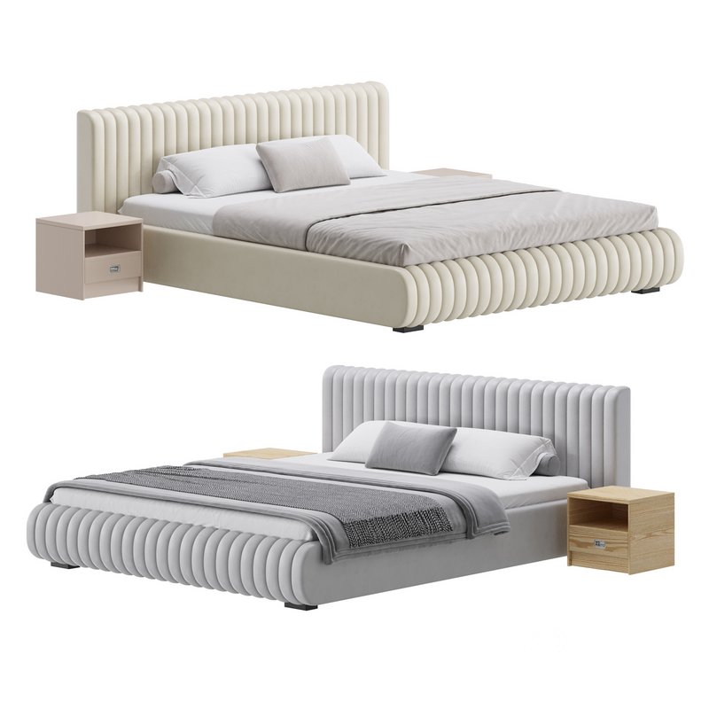 Contemporary Fabric Solid Color Standard Bed I Image 1