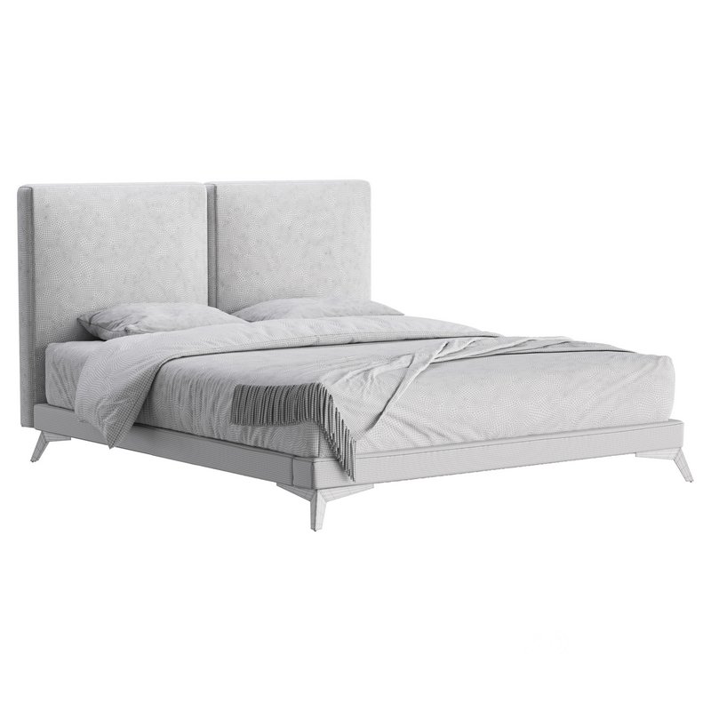 Clara White Suede Fabric Modern Bed Image 17