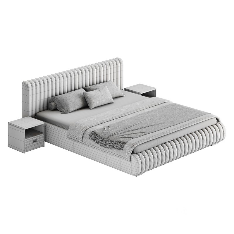 Contemporary Fabric Solid Color Standard Bed I Image 17