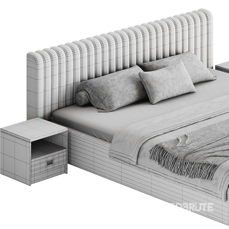 Contemporary Fabric Solid Color Standard Bed I Image 18