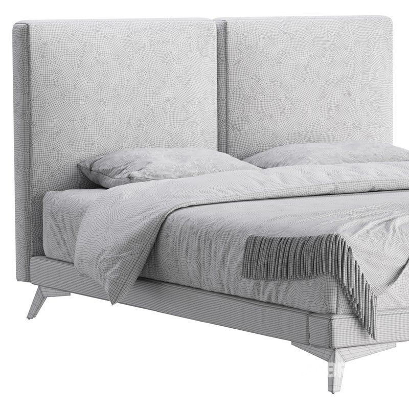Clara White Suede Fabric Modern Bed Image 18