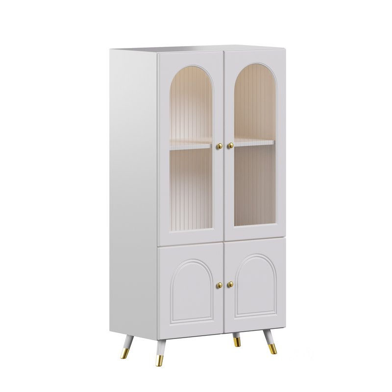 Cabinet Included White Closed Back Wooden Standard Bookcase Image 1