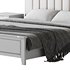 Blue Wood Upholstered Headboard Bed - Thumbnail 19