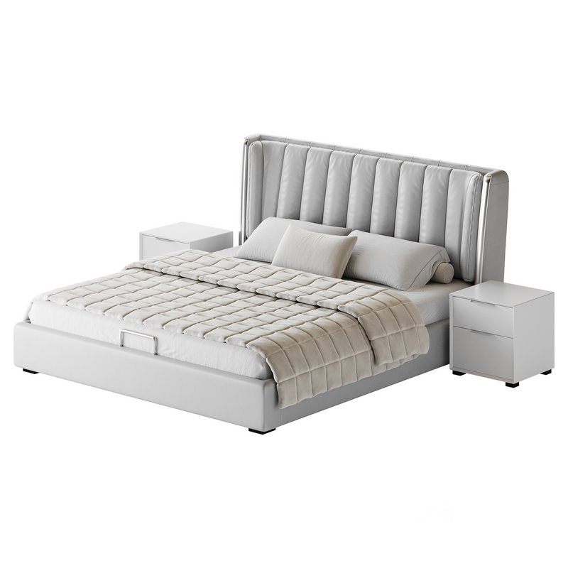 Beige Upholstered Wingback Modern bed I Image 19