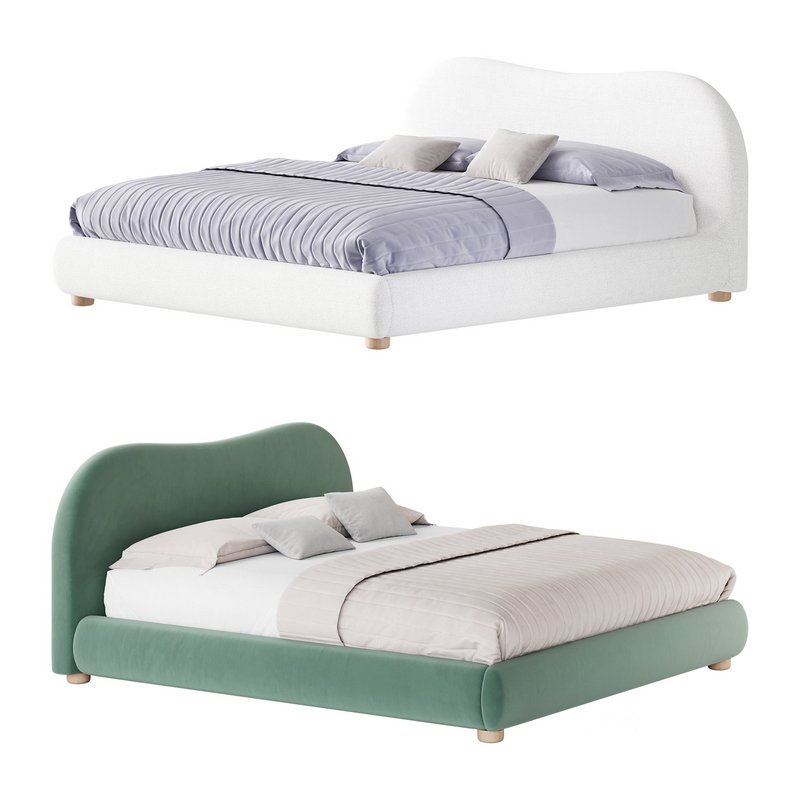 DIANA WHITE BOUCLE QUEEN BED BY ROSS CASSIDY Image 1