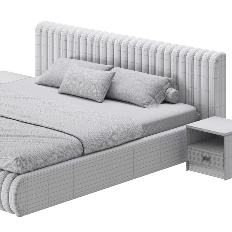 Contemporary Fabric Solid Color Standard Bed I Image 20